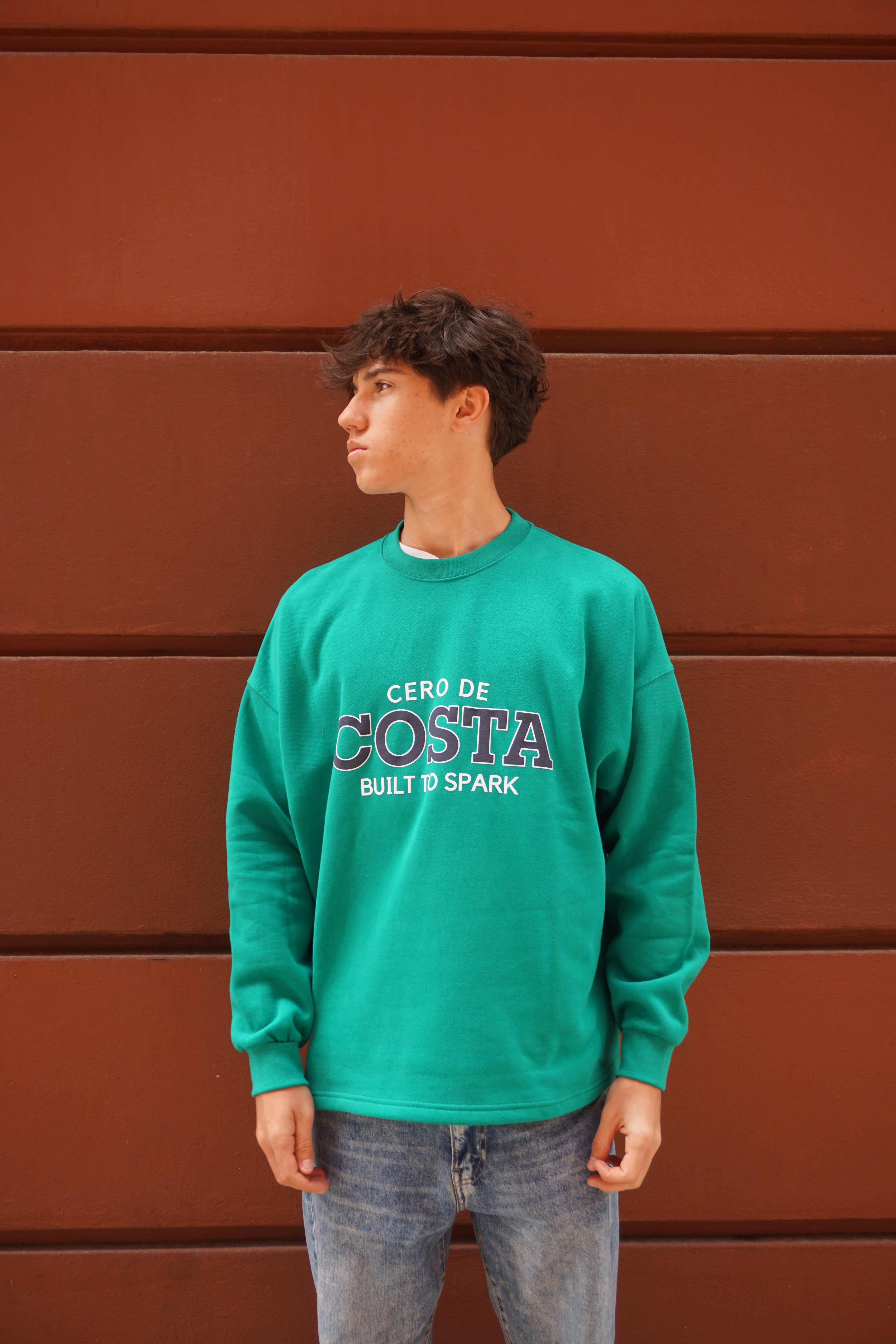 SUDADERA VERDE/CREMA "CERO DE COSTA" PLAYAS RAZO SIN CENEFA